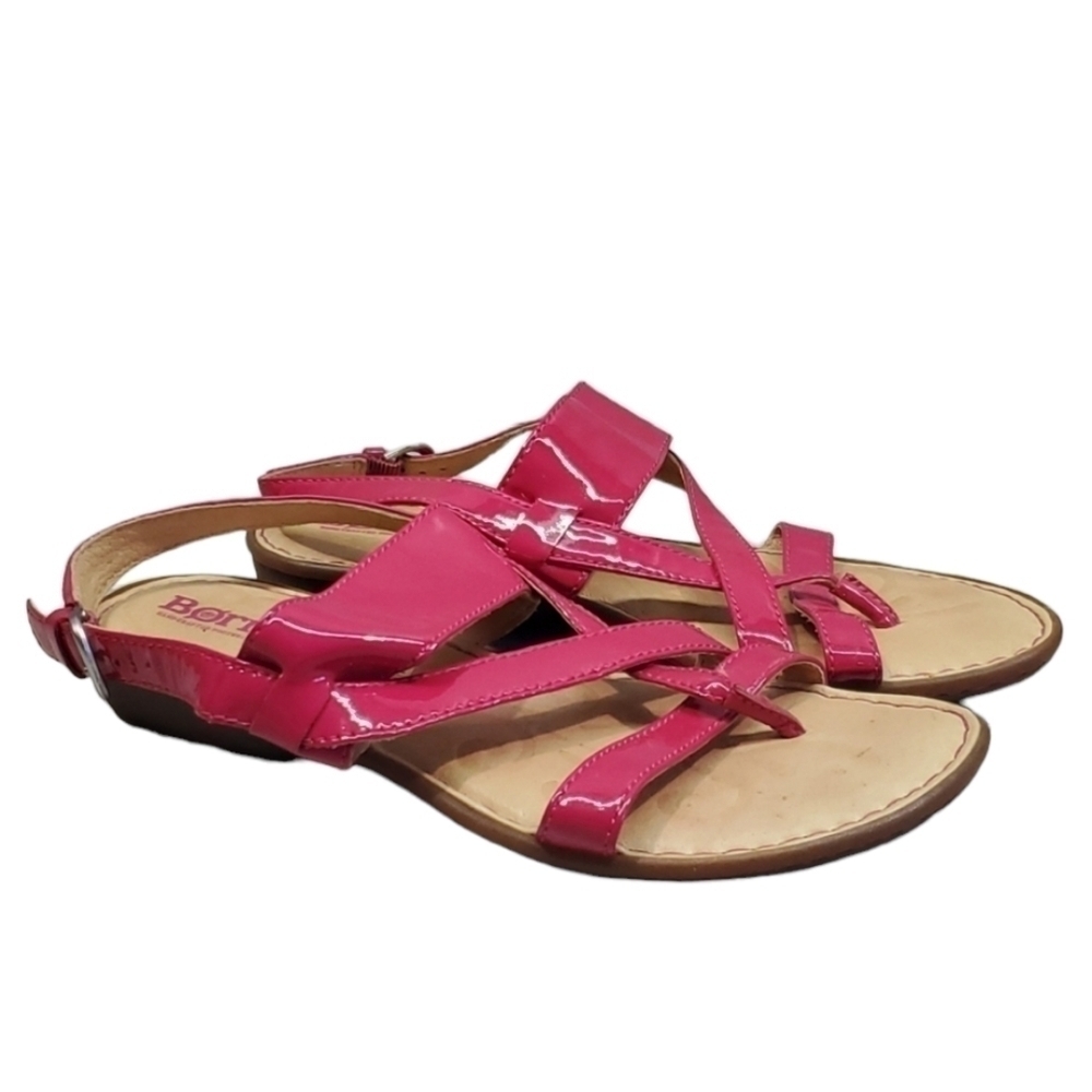 Born Women Ankle Pink Strap Condition Sandals Flats shoes sz 6